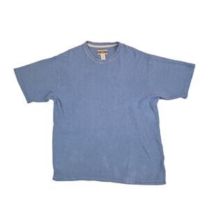 Vintage Original Island Sport Blue Stripe Textured Knit T-Shirt Size L Boxy Y2K